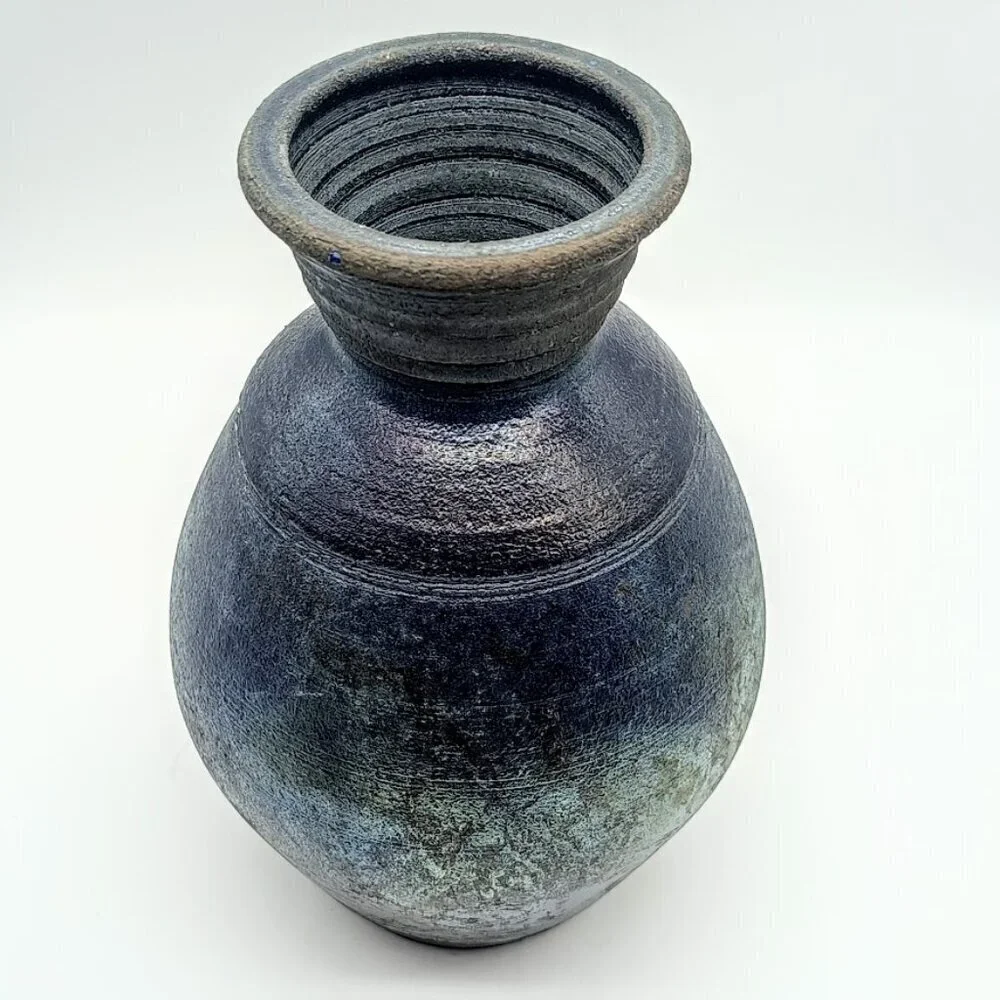 Artisan Signed Raku Pottery Vase